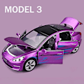Pikkukuva 1 / 5: 1:32 Tesla Model X Model 3 Model S Model Y Metalliseos Automalli Painevaletut Leluauto Ääni Ja Valo Lasten Lelut Lapsille Lahjat Poika Lelu Model 3 Purple