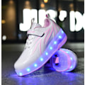 Miniatyrbillede 2 af 6: LED USB Genopladelige Rullesko til Børn med Enkelt Hjul hvid og pink hvid og pink white and pink 28
