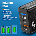 Miniatyrbilde 3 av 5: 65W USB-C-lader Hurtiglader PD Hurtiglading 3.0 Veggtelefonadapter