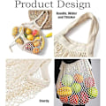 Miniatyrbilde 2 av 3: 2 stk. nettinghandleposer, nettingposer, netting fruktposer, gjenbrukbare nettinghandleposer, beige