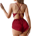 Miniatyrbild 2 av 4: Dam Sling Väst Shorts Underkläder Nattkläder Pyjamas Set Wine Red L