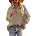 Miniatyrbillede 1 af 5: Dame Fløjlsbluse Langærmet Skjorte Oversized Jakke Toppe Løs Revers Bluse Efterårsudvalg Khaki L