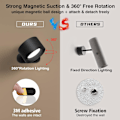 Miniatyrbild 3 av 5: Batteridriven vägglampa, 360° justerbar belysning inomhus vägglampa, 3 färglägen, 3 ljusstyrkenivåer touch-