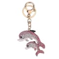 Nøglering med rhinsten, delfin, nøglering i legering, taskepynt (pink)