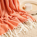 Miniatyrbilde 4 av 5: Koseteppe, sengeteppe, sofa, ullteppe, teppe, pledd, sofateppe, fluffy sofateppe, merinoteppe, fluffy varmt teppe oransje