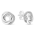 Miniatyrbillede 1 af 3: PANDORA My Family Forever Circle Stud Øreringe 291076C01 Grå