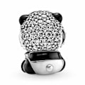 Miniatyrbillede 2 af 5: Charm - Pandora - Panda - 925 Sølv - Cubic Zirconia - Skinnende sort emalje Grå