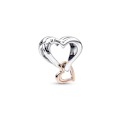 Miniatyrbillede 1 af 3: Charm Hjerte Uendelig Ajouré Bicolore Silver, Rose guld