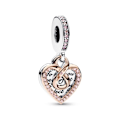 Miniatyrbillede 1 af 2: Charm vedhæng - PANDORA - Dobbelt Infinite Heart - Tofarvet - Metal - Kvinder Två tonig