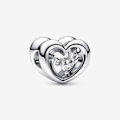 Pikkukuva 1 / 3: Charm - PANDORA - Säteilevä sydän - 925 hopea - Cubic Zirkonia - Naiset Grå