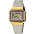 Miniatyrbillede 1 af 4: CASIO A700WEGL-7AEF unisex ur - Quartz - Digital - Grå stofrem Grå