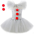 Pikkukuva 2 / 5: Clowndräkt För Flickor För Pennywise Cosplay- set Halloween-karnevalsfest För Barn Fancy Dress Up_nn 8-9T