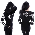 Miniatyrbillede 1 af 3: Dame hættetrøjer Tøj Gothic Punk Moon efter trykt sweatshirt svart L