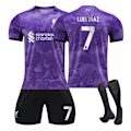 Miniatyrbillede 1 af 2: 23-24 Liverpool anden udebane træningssæt til studerende til børn NO.7 LUIS DIAZ 24 24 NO.7 LUIS DIAZ