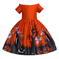 Miniatyrbillede 1 af 3: Piger Halloween Kostume Heks Cosplay Fest Cartoon Maxikjole Orange 140cm