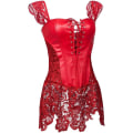 Miniatyrbillede 2 af 4: Læder Corsage Corset Kjole Blonde Curvaceous Figur Form