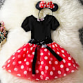 Pikkukuva 3 / 4: Lasten tytöt Minnie Mouse Pilkullinen lyhythihainen rusetti Tutu Tylli mekko Syntymäpäiväjuhlamekot Red 4-5 Years