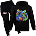 Miniatyrbild 1 av 3: Pojkar Flickor Rainbow Friends Printed Hoodie Träningsbyxor & Byxor Set black 150cm