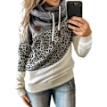 Miniatyrbilde 1 av 3: Hettegenser for kvinner med rullekrave genser hettegenser sports camo genser Leopard + grey M