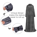 Miniatyrbillede 4 af 5: Bärbar filt med ärmar Vintermjuk sofffilt fullbody gray