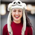 Miniatyrbillede 5 af 5: Ear Moving Jumping Hat Sjov plys Ghost Hat Movable Ears Hat White Ghost
