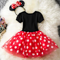 Pikkukuva 2 / 4: Lasten tytöt Minnie Mouse Pilkullinen lyhythihainen rusetti Tutu Tylli mekko Syntymäpäiväjuhlamekot Red 2-3 Years