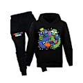Miniatyrbild 3 av 3: Pojkar Flickor Rainbow Friends Printed Hoodie Träningsbyxor & Byxor Set black 160cm