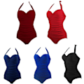 Miniatyrbillede 1 af 10: Tummy Control polstret badedragt til kvinder wine red 2XL