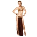 Miniatyrbild 3 av 4: Sexig Dräkt Prinsessan Leia Slave iss anners Uniform Carnival Cosplay Prinsessan Leia Slave Kostym Klänning Guld BH och hals Brown M