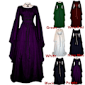 Miniatyrbillede 3 af 7: Halloween middelalderlig lang Maxikjole Gotisk Cosplay Tøj lilla wine red