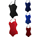 Miniatyrbillede 6 af 10: Tummy Control polstret badedragt til kvinder wine red 3XL