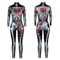Miniatyrbillede 4 af 4: Kvinder Halloween 3D Skull Skeleton Shape Jumpsuit Party Cosplay M