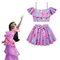 Miniatyrbild 2 av 4: Encanto Isabela flickor Badkläder Volangklänning Barnkostym Cosplay 2st Set Beach Outfit Tmall 4-5 Years