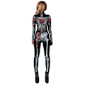 Miniatyrbillede 2 af 4: Kvinder Halloween 3D Skull Skeleton Shape Jumpsuit Party Cosplay M