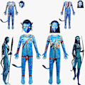 Pikkukuva 2 / 2: Avatar Waterways Alien set, Cosplay -asu Tummansininen nainen 110cm Light Blue Man 130cm