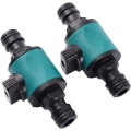 Miniatyrbillede 5 af 5: 2 stk. 16mm Have Slange Hurtigkobling med 2-vejs Afspærringsventil