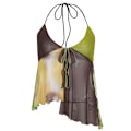 Miniatyrbillede 5 af 5: Kvinde Dyb V-hals Halter Crop Top Binde Bag Print Y2k Tank Top W