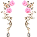 Pikkukuva 1 / 5: Retro Crystal Rose Flower Climbers Crawler Jacket Earrings Sparkl