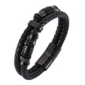 Premium ægte læderarmbånd til mænd i sort - magnetisk plet