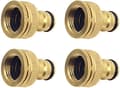 4-pack mässingskrankoppling för trädgård, 1/2 \"och 3/4\" två-i-ett