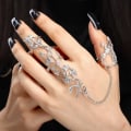 Miniatyrbillede 2 af 5: Finger Ring Håndkæde Sølv Kno Ring Armbånd Punk Blad F