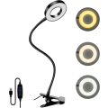 Miniatyrbillede 1 af 5: 48 LED-klips skrivebordslampe, 360° fleksibel, klips-på læselampe, 3 lys