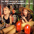 Miniatyrbilde 2 av 5: 2 stk Halloween Gresskar Form Led Lys med Knapp Batteri H