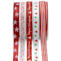 Miniatyrbillede 2 af 5: 5 stk. Jule Grosgrain Bånd Farverige Dobbeltsidet Polyester