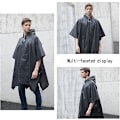 Miniatyrbillede 2 af 5: 1 stk Sort Regnponcho, Vandafvisende Regnponcho, Genanvendelig Regnkappe, til