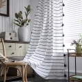 Miniatyrbillede 1 af 5: Boho-stil sorte stribede gardiner med kvast bomuld/linned