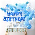 Pikkukuva 3 / 5: Sininen Happy Birthday -ilmapallobanneri, 16 tuuman mylar-folioilmakirjaimet