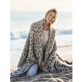 Miniatyrbillede 4 af 4: Uld tæppe strikket tæppe plus fløjl strikket jacquard tæppe leopard tæppe