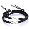 2 stk./sæt rustfrit stål 8 uendelighed par armbånd flettet læder