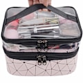 Miniatyrbillede 5 af 5: Makeup tasker dobbelt lag rejse kosmetik tasker make up arrangør